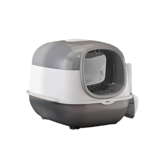JISADER Katzentoilette mit Haube, große Katzentoilette mit Fronttürklappe, Sandkasten, Katzentoilette für Haustiere, Heimtierbedarf, grau JISADER Katzentoilette mit Haube, große Katzentoilette mit Fronttürklappe, Sandkasten, Katzentoilette für Haustiere, Heimtierbedarf, grau von JISADER