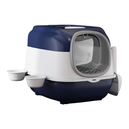 JISADER Katzentoilette mit Kapuze, Kätzchentöpfchen, komplett geschlossene Katzentoilette, Sandkasten, Katzentoilette, Dunkelblau JISADER Katzentoilette mit Kapuze, Kätzchentöpfchen, komplett geschlossene Katzentoilette, Sandkasten, Katzentoilette, Dunkelblau von JISADER