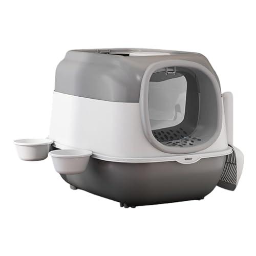 JISADER Katzentoilette mit Kapuze, Kätzchentöpfchen, komplett geschlossene Katzentoilette, Sandkasten, Katzentoilette, grau JISADER Katzentoilette mit Kapuze, Kätzchentöpfchen, komplett geschlossene Katzentoilette, Sandkasten, Katzentoilette, grau von JISADER
