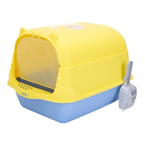 JISADER Katzentoilette mit Kapuze, Kätzchentöpfchen mit Vordertürklappe, Sandkasten, tragbar, leicht zu reinigen, geschlossene Katzentoilette mit Schaufel, Gelb und Blau JISADER Katzentoilette mit Kapuze, Kätzchentöpfchen mit Vordertürklappe, Sandkasten, tragbar, leicht zu reinigen, geschlossene Katzentoilette mit Schaufel, Gelb und Blau von JISADER