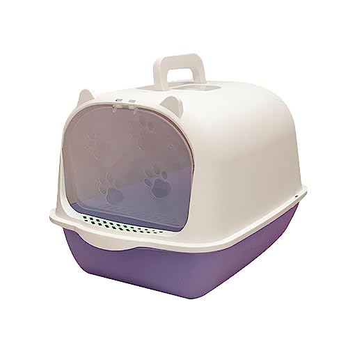 JISADER Katzentoilette mit Kapuze, vollständig geschlossene Katzentoilette, Katzentoilette, wiederverwendbar, tragbar, abnehmbare Katzentoilette mit hohem, Violettes Weiß JISADER Katzentoilette mit Kapuze, vollständig geschlossene Katzentoilette, Katzentoilette, wiederverwendbar, tragbar, abnehmbare Katzentoilette mit hohem, Violettes Weiß von JISADER