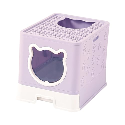 JISADER Katzentoilette mit Kapuze und Deckel, Katzentoilette mit Kapuze, Katzentoilette für mittelgroße und große Katzen, Violett JISADER Katzentoilette mit Kapuze und Deckel, Katzentoilette mit Kapuze, Katzentoilette für mittelgroße und große Katzen, Violett von JISADER