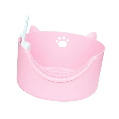 JISADER Katzentoilette mit Schaufel, Katzentoiletten, große Katzentoilette, praktische Katzentoilette mit hohen Seiten, Töpfchen-Toilette für kleine Tiere, ROSA von JISADER