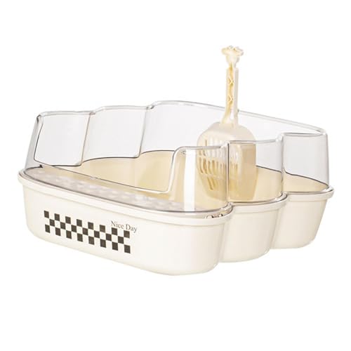 JISADER Katzentoilette mit hoher Seite, halbgeschlossen, Katzentoilette mit Streusiebschaufel, Katzenbettpfanne mit niedrigem Einstieg für kleine Haustiere, Creme JISADER Katzentoilette mit hoher Seite, halbgeschlossen, Katzentoilette mit Streusiebschaufel, Katzenbettpfanne mit niedrigem Einstieg für kleine Haustiere, Creme von JISADER