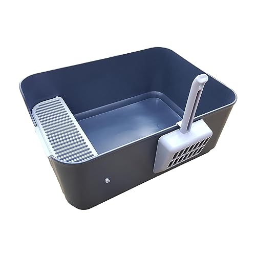 JISADER Katzentoilette mit offener Oberseite, Katzentoilette, Töpfchen, Toilette, Bettpfanne für kleine und mittelgroße Katzen, Hase, Tief grau JISADER Katzentoilette mit offener Oberseite, Katzentoilette, Töpfchen, Toilette, Bettpfanne für kleine und mittelgroße Katzen, Hase, Tief grau von JISADER