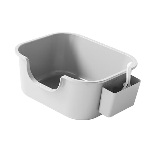 JISADER Katzentoiletten mit offener Oberseite, Katzentoilette, Spritzschutz, Katzensandkasten, halbgeschlossene Katzentoilette, Katzentoilette für kleine, GRAU JISADER Katzentoiletten mit offener Oberseite, Katzentoilette, Spritzschutz, Katzensandkasten, halbgeschlossene Katzentoilette, Katzentoilette für kleine, GRAU von JISADER