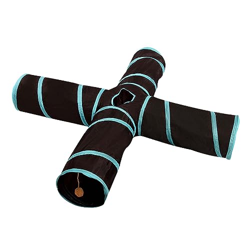 JISADER Katzentunnel, faltbares Tunnelrohr, gefaltet mit Spielball-Loch, Spielzeug, interaktives Katzenspielzeug, Katzenlaufbahn-Tunnel für Hauskatzen, die, Blau Schwarz Vier Offen JISADER Katzentunnel, faltbares Tunnelrohr, gefaltet mit Spielball-Loch, Spielzeug, interaktives Katzenspielzeug, Katzenlaufbahn-Tunnel für Hauskatzen, die, Blau Schwarz Vier Offen von JISADER