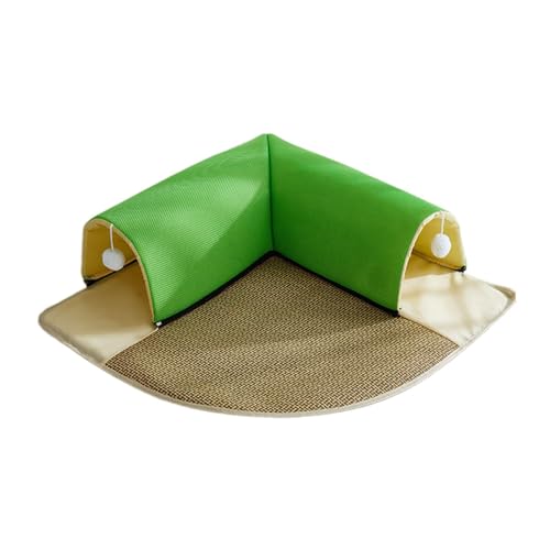 JISADER Katzentunnel und Bettspielzeug, Sommer-Katzenhaus für Hauskatzen mit Spielzeugball zum Spielen, grün 60cm von JISADER