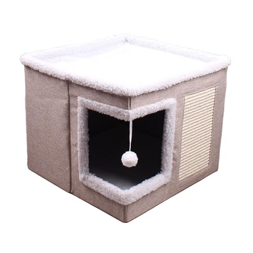 JISADER Katzenversteck, faltbares Katzenhöhlenbett mit Ball, Katzenbett, Katzenhaus für drinnen, Kätzchen, Kätzchen, Neujahrsgeschenke, Khaki JISADER Katzenversteck, faltbares Katzenhöhlenbett mit Ball, Katzenbett, Katzenhaus für drinnen, Kätzchen, Kätzchen, Neujahrsgeschenke, Khaki von JISADER