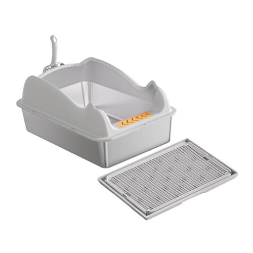 JISADER Offene Katzentoilette, Katzentoilette, Sandkasten für Haustiere, offene Katzentoilette für Katzen im Innenbereich, Hellgrau mit Matte JISADER Offene Katzentoilette, Katzentoilette, Sandkasten für Haustiere, offene Katzentoilette für Katzen im Innenbereich, Hellgrau mit Matte von JISADER
