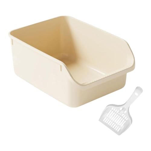 JISADER Offene Oberseite Haustier Haustier Katze Toilette Sandkasten Kätzchen Toilette Offene Katzenstreu Fall Extra groß, Beige von JISADER