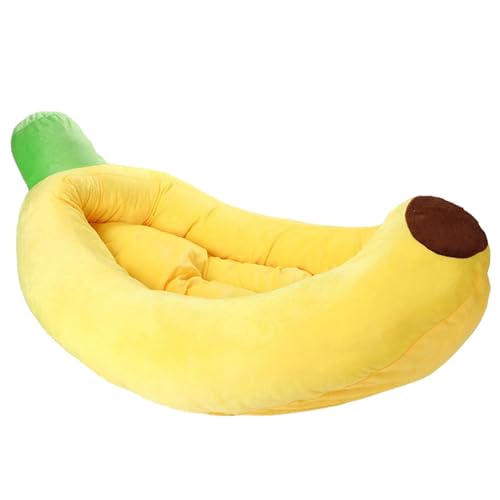 JISADER Plüsch Hundebett mit Bananenmotiv, Abnehmbares Kissen für Kleine Haustiere, Schlafplatz für Katzen Und Welpen, M JISADER Plüsch Hundebett mit Bananenmotiv, Abnehmbares Kissen für Kleine Haustiere, Schlafplatz für Katzen Und Welpen, M von JISADER