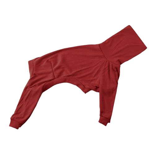 JISADER Pullover-Hundepyjama, Hundekleidung, Warmer hoher Kragen, Bequeme, weiche Hundebekleidung, Hundemäntel, Hundepullover für Hunde, Rot 3XL von JISADER