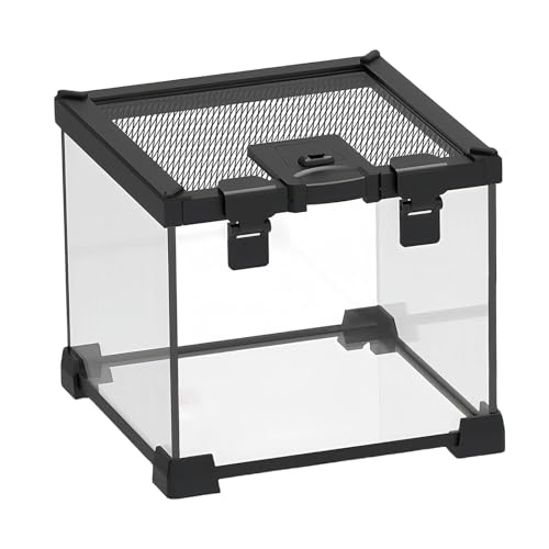 JISADER Reptilien-Glasterrarium, Reptilientank, Futterbox für Hornfrösche, Schlangengehege für Gottesanbeterinnen, Hornfrösche, Eidechsen von JISADER