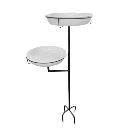 JISADER Vogelbadschale, Futternapf, Vogelbadschale, Mehrzweck Doppelschicht Metallständer für Die Terrasse, Weiß von JISADER