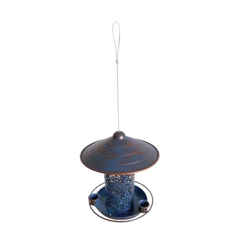 JISADER Vogelhäuschen zum Aufhängen für den Außenbereich, Gartendekoration, hochwertige, wetterfeste Vogelfutterschale aus Metall für den Innenhof, Hinterhof, Blau mit Gold JISADER Vogelhäuschen zum Aufhängen für den Außenbereich, Gartendekoration, hochwertige, wetterfeste Vogelfutterschale aus Metall für den Innenhof, Hinterhof, Blau mit Gold von JISADER