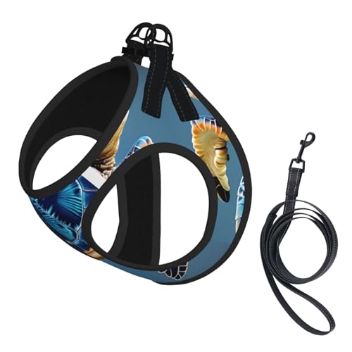 Blue Sea Turtle Hundegeschirr mit Leine, verstellbar und reflektierend, Pint-Druck, Welpengeschirr Blue Sea Turtle Hundegeschirr mit Leine, verstellbar und reflektierend, Pint-Druck, Welpengeschirr von JIUTY