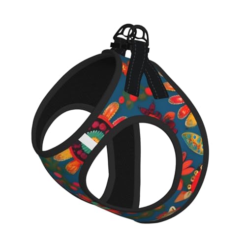 Hundegeschirr, mexikanische Volkskunst, Boho-Druck, mit Leine, verstellbar und reflektierend, für Welpen, Haustiere Hundegeschirr, mexikanische Volkskunst, Boho-Druck, mit Leine, verstellbar und reflektierend, für Welpen, Haustiere von JIUTY