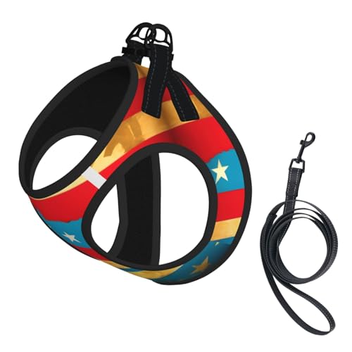 Hundegeschirr mit Hawaii-Flagge, mit Leine, verstellbar und reflektierend, zum Hineinsteigen, Welpengeschirr Hundegeschirr mit Hawaii-Flagge, mit Leine, verstellbar und reflektierend, zum Hineinsteigen, Welpengeschirr von JIUTY