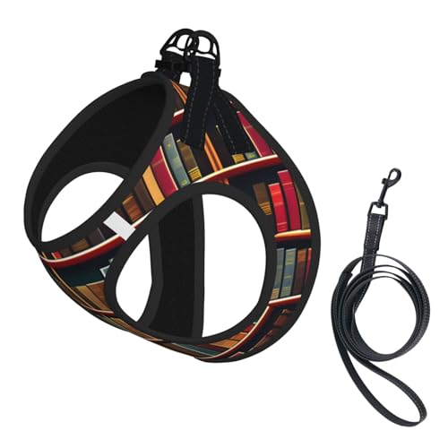 Hundegeschirr mit Leine, Bücherregal, Buchdruck, mit Leine, verstellbar und reflektierend, für Welpen, Haustiere Hundegeschirr mit Leine, Bücherregal, Buchdruck, mit Leine, verstellbar und reflektierend, für Welpen, Haustiere von JIUTY