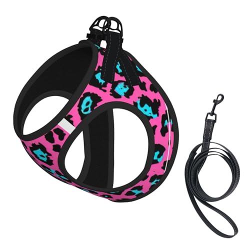 Hundegeschirr mit Leine, Leopardenmuster, verstellbar, reflektierend, Türkis Hundegeschirr mit Leine, Leopardenmuster, verstellbar, reflektierend, Türkis von JIUTY