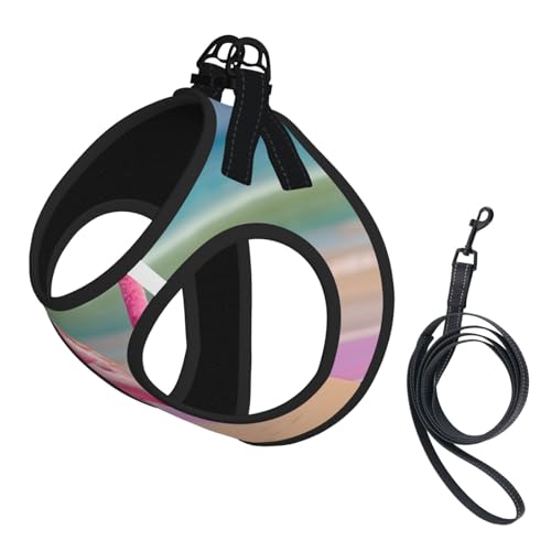 Hundegeschirr mit Leine, Motiv: Flamingo am Strand, verstellbar und reflektierend, für Welpen, Haustiere Hundegeschirr mit Leine, Motiv: Flamingo am Strand, verstellbar und reflektierend, für Welpen, Haustiere von JIUTY