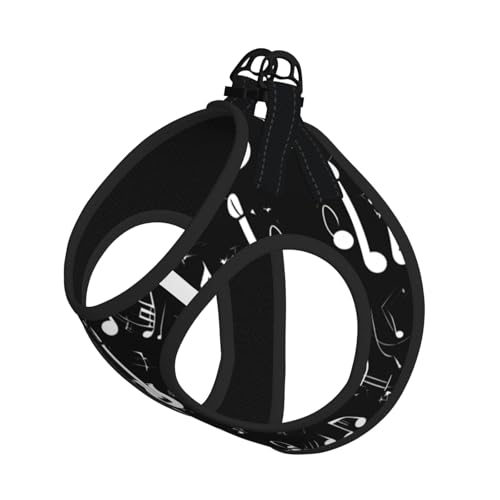 Hundegeschirr mit Leine, Motiv: Musiksymbole, mit Liebedruck, verstellbar und reflektierend, für Welpen, Haustiere Hundegeschirr mit Leine, Motiv: Musiksymbole, mit Liebedruck, verstellbar und reflektierend, für Welpen, Haustiere von JIUTY