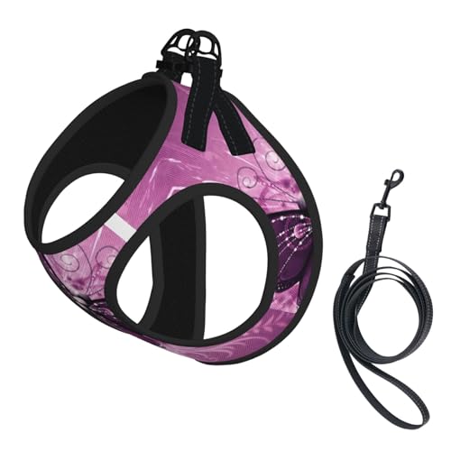 Hundegeschirr mit Leine, Schmetterlingsdruck, verstellbar und reflektierend, für Welpen, Haustiere Hundegeschirr mit Leine, Schmetterlingsdruck, verstellbar und reflektierend, für Welpen, Haustiere von JIUTY