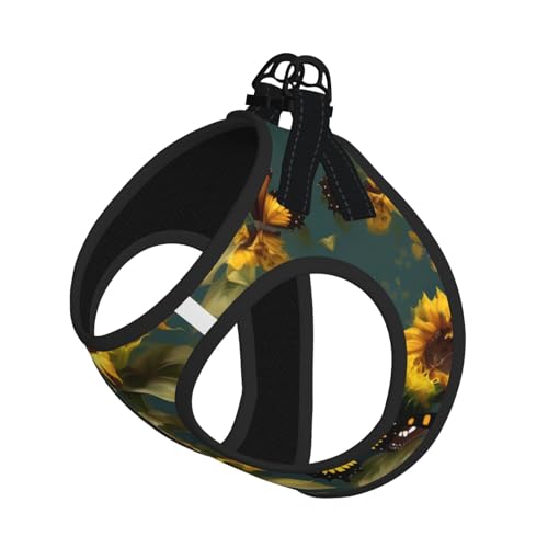 Hundegeschirr mit Leine, Sonnenblumen-Blumen- und Schmetterlings-Druck, verstellbar und reflektierend, für Welpen, Haustiere Hundegeschirr mit Leine, Sonnenblumen-Blumen- und Schmetterlings-Druck, verstellbar und reflektierend, für Welpen, Haustiere von JIUTY