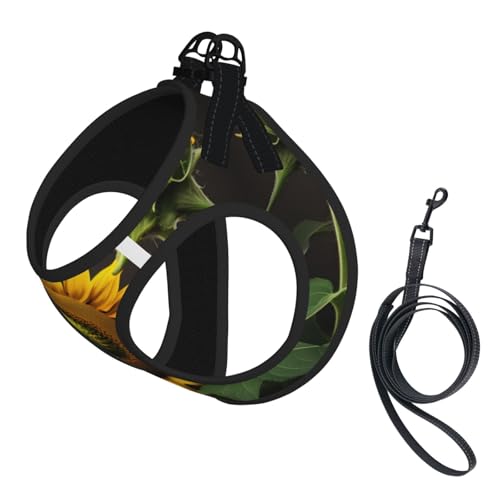 Hundegeschirr mit Leine, bedruckt, Sonnenblumen im Unkraut, verstellbar und reflektierend, für Welpen, Haustiere Hundegeschirr mit Leine, bedruckt, Sonnenblumen im Unkraut, verstellbar und reflektierend, für Welpen, Haustiere von JIUTY