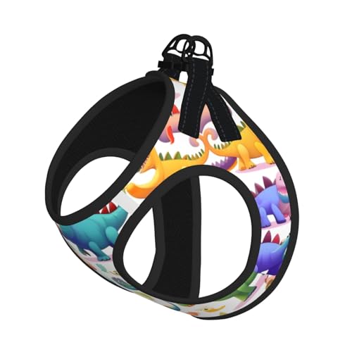 Hundegeschirr mit Leine, bunt, Cartoon-Dinosaurier, verstellbar und reflektierend, für Welpen, Haustiere Hundegeschirr mit Leine, bunt, Cartoon-Dinosaurier, verstellbar und reflektierend, für Welpen, Haustiere von JIUTY