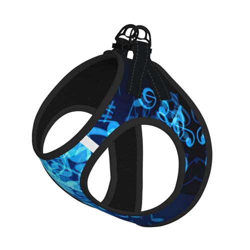 Hundegeschirr mit Leine, mit Musiknoten bedruckt, verstellbar, reflektierend, Blau Hundegeschirr mit Leine, mit Musiknoten bedruckt, verstellbar, reflektierend, Blau von JIUTY
