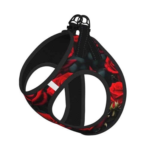Hundegeschirr mit Leine, verstellbar, reflektierend, Motiv: rote Rosen Hundegeschirr mit Leine, verstellbar, reflektierend, Motiv: rote Rosen von JIUTY