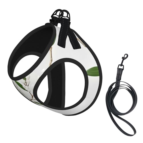 Hundegeschirr mit Leine, verstellbar, reflektierend, Wildgrün, Zweigdruck, Weiß Hundegeschirr mit Leine, verstellbar, reflektierend, Wildgrün, Zweigdruck, Weiß von JIUTY
