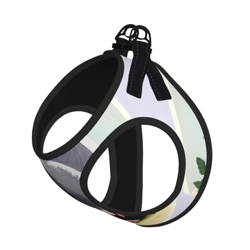Hundegeschirr mit Leine, verstellbar und reflektierend, Grau mit Taubenaufdruck, Welpengeschirr Hundegeschirr mit Leine, verstellbar und reflektierend, Grau mit Taubenaufdruck, Welpengeschirr von JIUTY