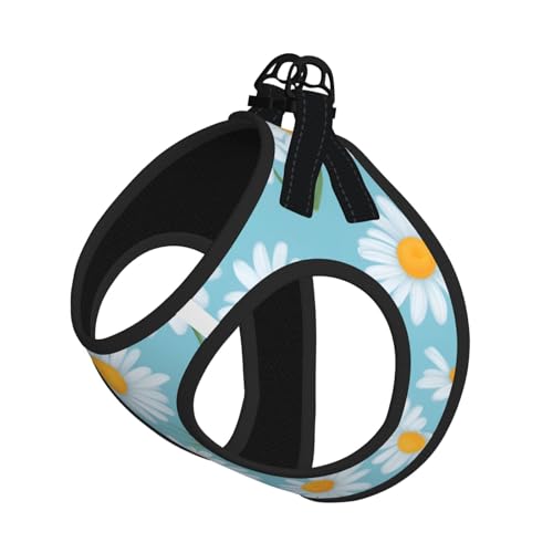 Hundegeschirr mit Leine, verstellbar und reflektierend, Motiv: weiße Gänseblümchen auf hellblauem Hintergrund, für Welpen, Haustiere Hundegeschirr mit Leine, verstellbar und reflektierend, Motiv: weiße Gänseblümchen auf hellblauem Hintergrund, für Welpen, Haustiere von JIUTY