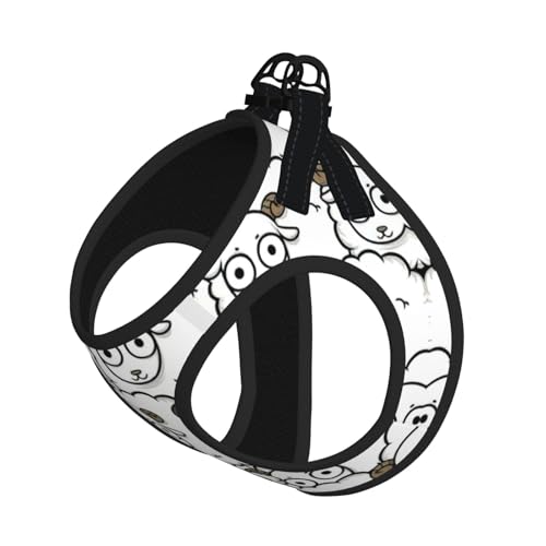Hundegeschirr mit Leine, verstellbar und reflektierend, Schwarz / Weiß, Schaf-Aufdruck, Welpengeschirr Hundegeschirr mit Leine, verstellbar und reflektierend, Schwarz / Weiß, Schaf-Aufdruck, Welpengeschirr von JIUTY