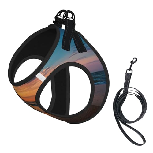 Hundegeschirr mit Leine, verstellbar und reflektierend, für Welpen, mit Sonnenuntergang Hundegeschirr mit Leine, verstellbar und reflektierend, für Welpen, mit Sonnenuntergang von JIUTY