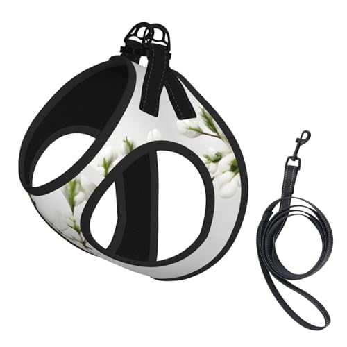 Hundegeschirr mit Leine, verstellbar und reflektierend, zum Hineinsteigen, Weiß / Grün Hundegeschirr mit Leine, verstellbar und reflektierend, zum Hineinsteigen, Weiß / Grün von JIUTY