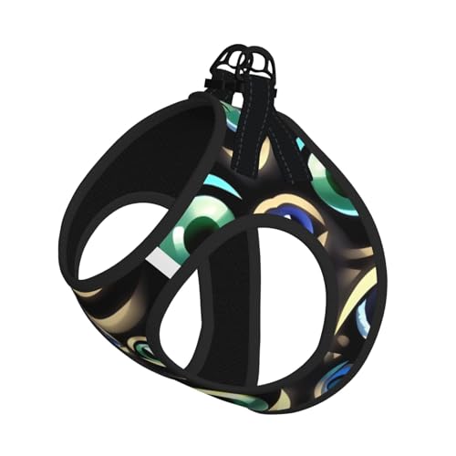 Hundegeschirr mit Leine und Aufschrift "Many Evil Eyes", verstellbar und reflektierend, zum Hineinsteigen Hundegeschirr mit Leine und Aufschrift "Many Evil Eyes", verstellbar und reflektierend, zum Hineinsteigen von JIUTY
