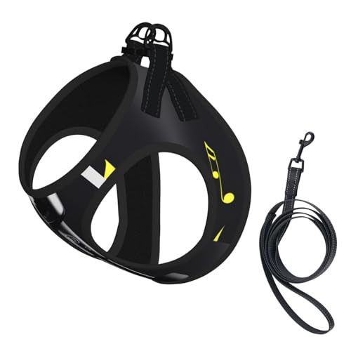 Hundegeschirr mit Mikrofon und Musiknoten, mit Leine, verstellbar und reflektierend, für Welpen, Haustiere Hundegeschirr mit Mikrofon und Musiknoten, mit Leine, verstellbar und reflektierend, für Welpen, Haustiere von JIUTY