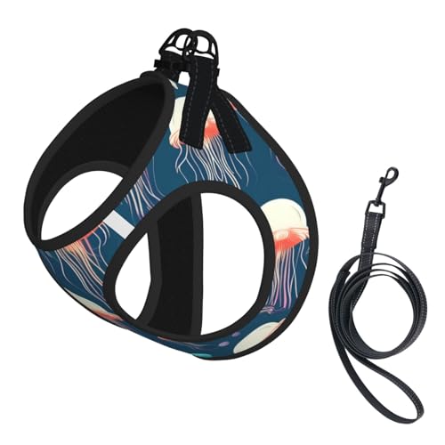 Hundegeschirr mit Quallenmuster, Sommer-Geschirr mit Leine, verstellbar und reflektierend, für Welpen, Haustiere Hundegeschirr mit Quallenmuster, Sommer-Geschirr mit Leine, verstellbar und reflektierend, für Welpen, Haustiere von JIUTY