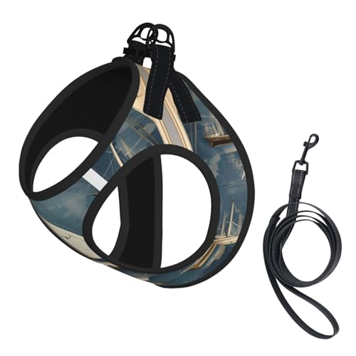 Hundegeschirr mit Segelboot-Kartendruck, mit Leine, verstellbar und reflektierend, für Welpen, Haustiere Hundegeschirr mit Segelboot-Kartendruck, mit Leine, verstellbar und reflektierend, für Welpen, Haustiere von JIUTY