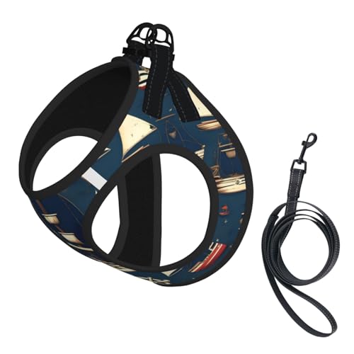 Hundegeschirr mit Segelpiraten-Motiv, mit Leine, verstellbar und reflektierend, für Welpen, Haustiere Hundegeschirr mit Segelpiraten-Motiv, mit Leine, verstellbar und reflektierend, für Welpen, Haustiere von JIUTY
