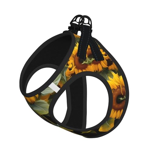 Hundegeschirr mit Sonnenblumen-Aufdruck, mit Leine, verstellbar und reflektierend, für Welpen, Haustiere Hundegeschirr mit Sonnenblumen-Aufdruck, mit Leine, verstellbar und reflektierend, für Welpen, Haustiere von JIUTY