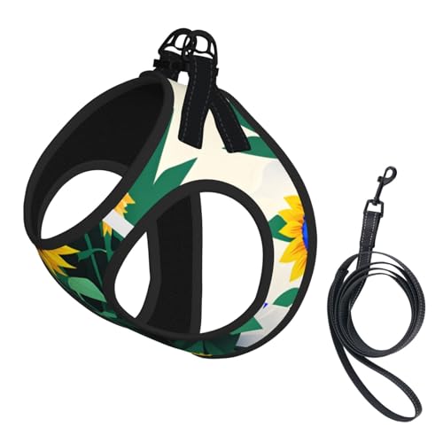 Hundegeschirr mit Sonnenblumen-Motiv, mit Leine, verstellbar und reflektierend, für Welpen, Haustiere Hundegeschirr mit Sonnenblumen-Motiv, mit Leine, verstellbar und reflektierend, für Welpen, Haustiere von JIUTY