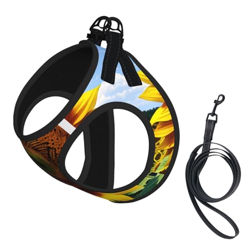Hundegeschirr mit Sonnenblumenmuster, mit Leine, verstellbar und reflektierend, für Welpen, Haustiere Hundegeschirr mit Sonnenblumenmuster, mit Leine, verstellbar und reflektierend, für Welpen, Haustiere von JIUTY