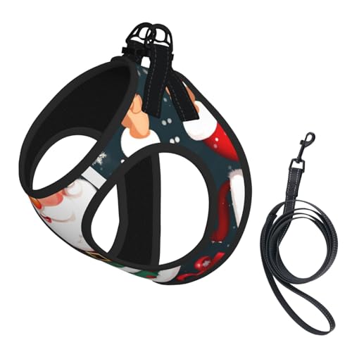 Hundegeschirr mit Weihnachtsmann-Aufdruck, mit Leine, verstellbar und reflektierend, für Welpen, Haustiere Hundegeschirr mit Weihnachtsmann-Aufdruck, mit Leine, verstellbar und reflektierend, für Welpen, Haustiere von JIUTY