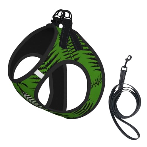 Hundegeschirr mit natürlicher Pflanzen-Silhouette, Farnblätter, bedruckt, mit Leine, verstellbar und reflektierend, für Welpen, Haustiere Hundegeschirr mit natürlicher Pflanzen-Silhouette, Farnblätter, bedruckt, mit Leine, verstellbar und reflektierend, für Welpen, Haustiere von JIUTY