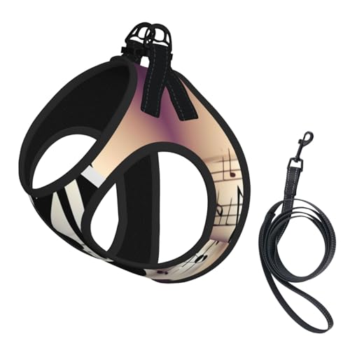 Sommer-Geschirr mit Musiknoten-Muster, mit Leine, verstellbar und reflektierend, zum Hineinsteigen Sommer-Geschirr mit Musiknoten-Muster, mit Leine, verstellbar und reflektierend, zum Hineinsteigen von JIUTY